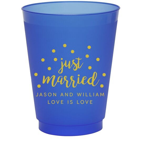 Confetti Dots Just Married Colored Shatterproof Cups